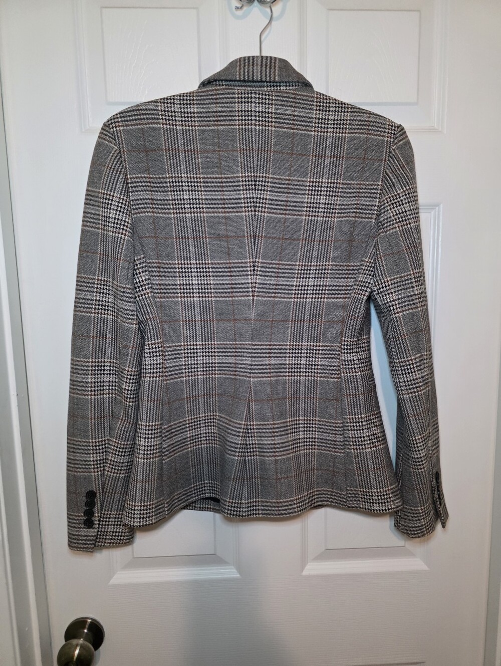 Express Blazer Womens Sz 4 Gray Plaid Check One Button Work Jacket Career - Picture 8 of 13